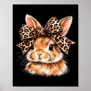 Póster Gafas de cara de conejo divertido bandana leopardo
