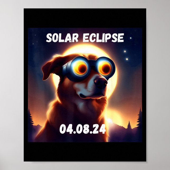Póster Gafas de eclipse solar total de perro divertido (Frente)