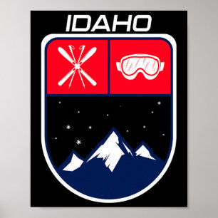 Póster Gafas de esquí de montaña de Idaho pista de esquí