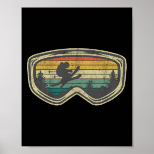 Póster Gafas de Esquí Montaña Nieve Esquí Retro Vacacione