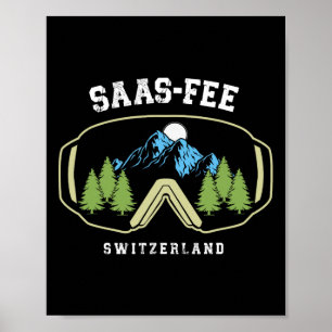 Póster Gafas de esquí Saas-fee Resort Alpes suizos Esquí 