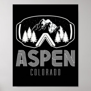 Póster Gafas de esquí y snowboard Aspen Colorado Montaña 