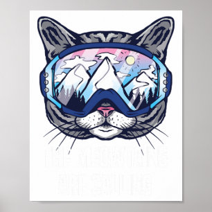 Póster Gafas de esquí y snowboard divertidas Las Meowtain