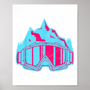 Póster Gafas de esquí y snowboard retro vintage años 80 9