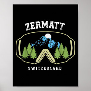 Póster Gafas de esquí Zermatt Esquí alpino Alpes suizos S