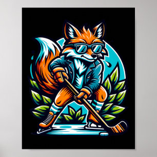 Póster Gafas de estilo cool de hockey sobre hielo Fox