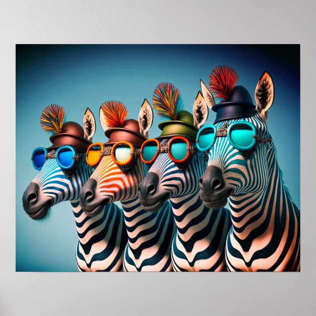 Póster Gafas de Gorras Fiestas de animales del zoológico  (Frente)