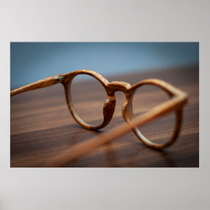 Póster Gafas de ojos marco madera