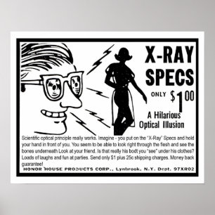 Póster Gafas de rayos X, divertida ilustración de dibujos
