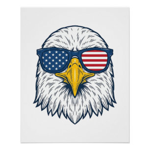 Póster Gafas de sol águila patriótica diseño vectorial vi