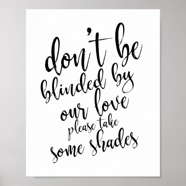 Póster Gafas de sol boda favorece el signo de boda 8x10 (Frente)