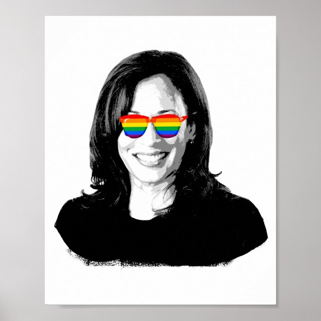 Póster Gafas de sol de arcoiris Kamala Harris (Frente)
