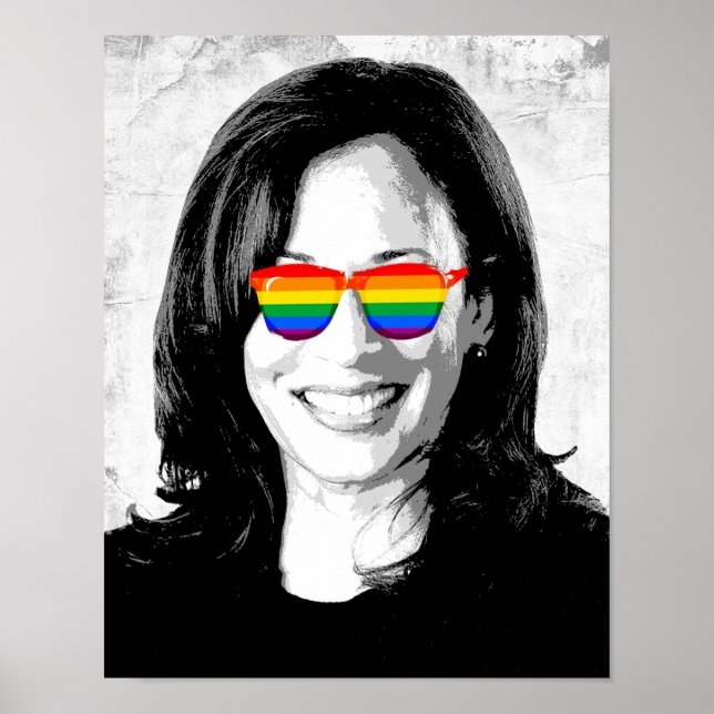 Póster Gafas de sol de arcoiris Kamala Harris (Frente)