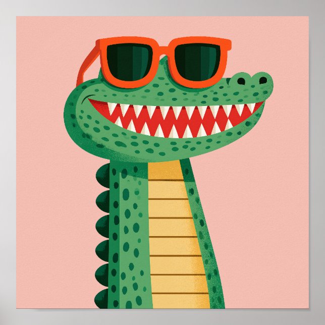 Póster Gafas de sol de cocodrilo divertidas Animal de dib (Frente)