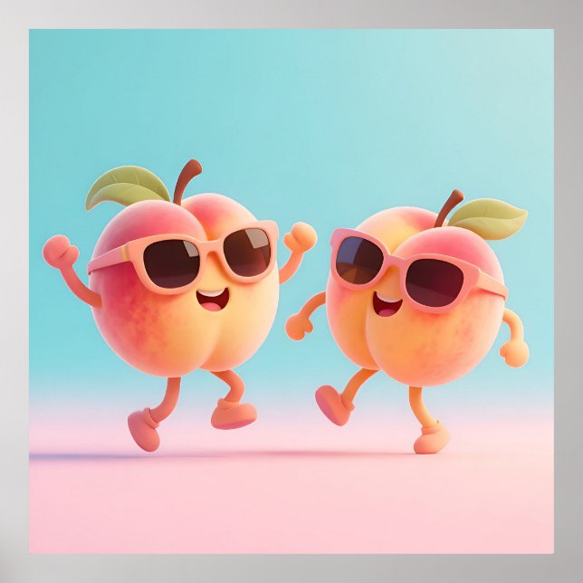 Póster Gafas de sol de melocotones bailando (Frente)