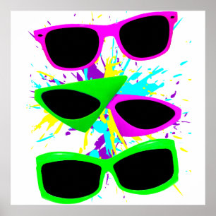 Póster Gafas de sol de neón vintage Corey Tiger 80s Splat
