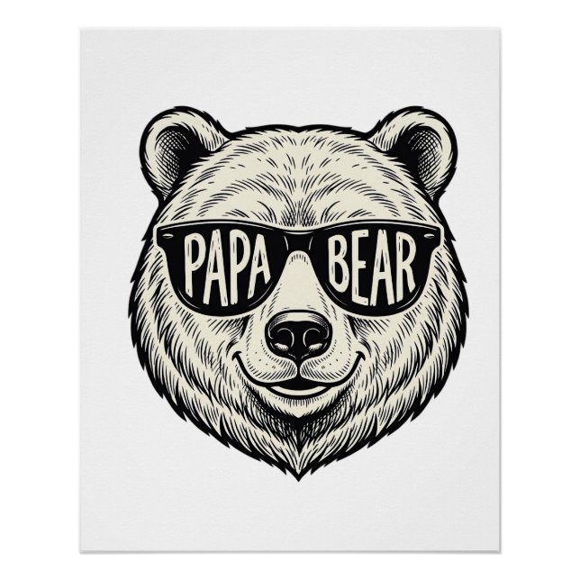 Póster Gafas de sol de Papá Oso Diseño de vector de cabez (Anverso)