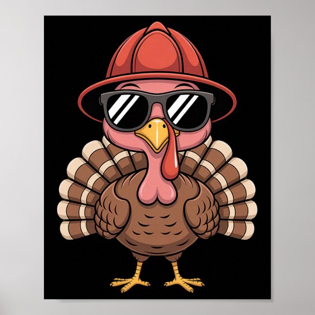 Póster Gafas de sol de pollito bombero lindo Fiesta de Ot (Frente)
