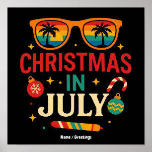 Póster Gafas de sol de Santa Claus Playa Navidad en Julio