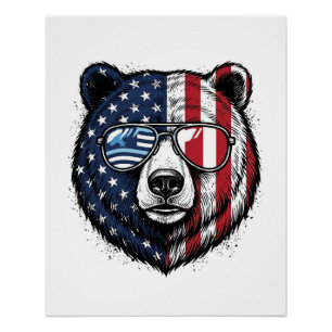 Póster Gafas de sol del oso patriótico Camiseta de vector