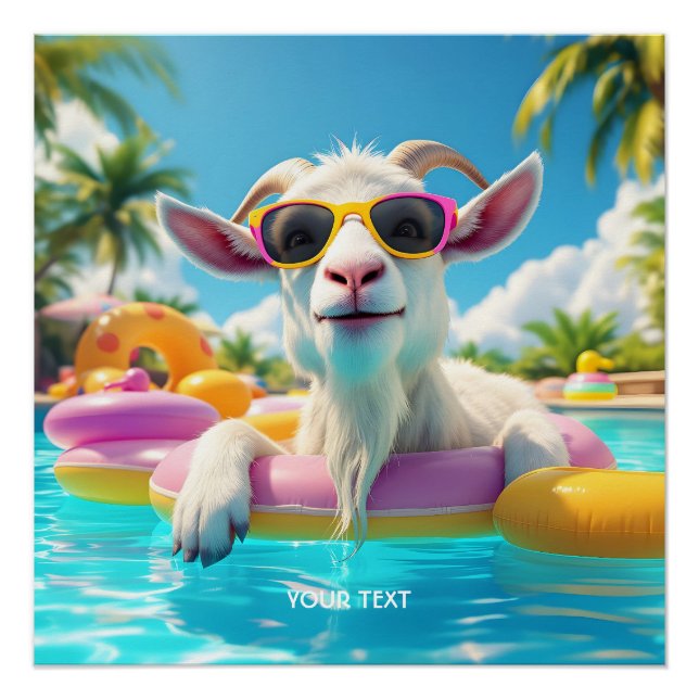 Póster Gafas de sol flotantes de cabra lindas de fantasía (Anverso)