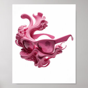 Póster Gafas de sol FUTURISTAS rosadas Diseño de cita