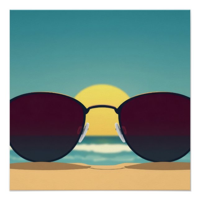 Póster Gafas de sol Retro Beach y Sol (Anverso)