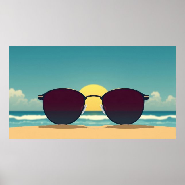 Póster Gafas de sol Retro Beach y Sol (Frente)