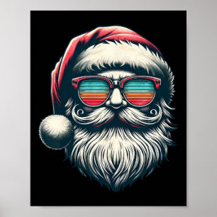Póster Gafas de sol retro cara de Santa Navidad Xmas homb