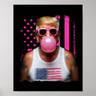 Póster Gafas de sol Trump Bubble Gum Rosa Bandera de EE. 