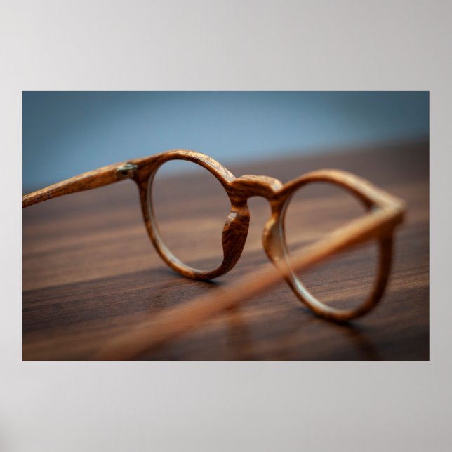 Póster Gafas de vidrio marco de madera (Frente)