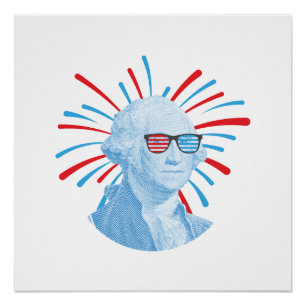 Póster Gafas del 4 de julio de George Washington