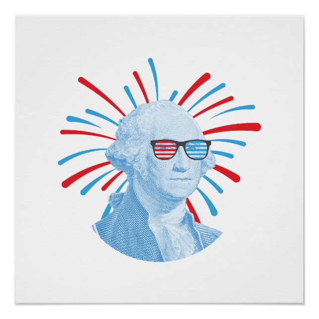 Póster Gafas del 4 de julio de George Washington (Anverso)