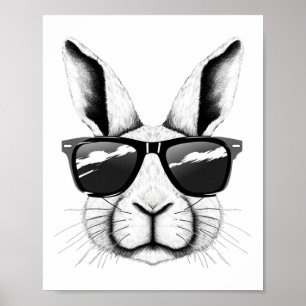Póster Gafas divertidas de cara de conejo Bunny Pascua di