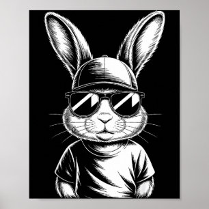 Póster Gafas Retro Cara de Conejo Genial Día de Pascua Ch