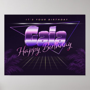 Póster Gaia Nombre Vorname lila retro Poster Geburtstag