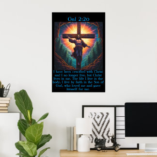 Póster Gal 2:20 con Jesús en la cruz