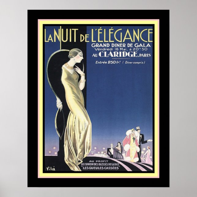 Póster Gala Art Deco Paris "Night of Elegance" 16x20 (Frente)