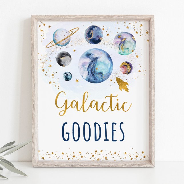 Póster Galactic Goodies Blue Gold Space Rótulo de cumplea (Subido por el creador)