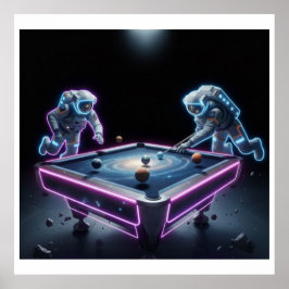 Póster Galactic Pool Night – Astronauts Playing Cosmic Bi