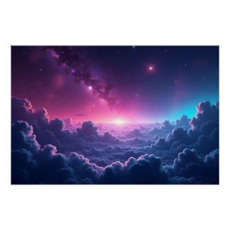 Póster Galactic Sunrise Over the Clouds