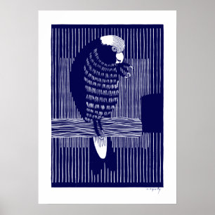 Póster Galah Cockatoos (Rosékaketoe) Woodcut de época