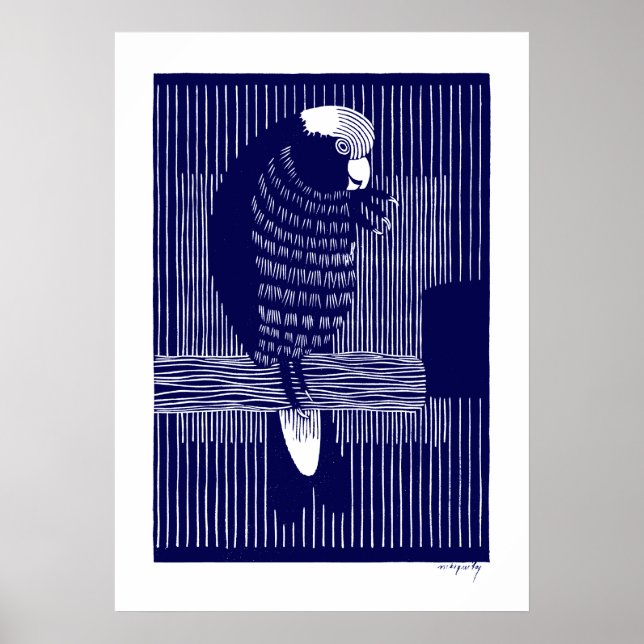 Póster Galah Cockatoos (Rosékaketoe) Woodcut de época (Frente)