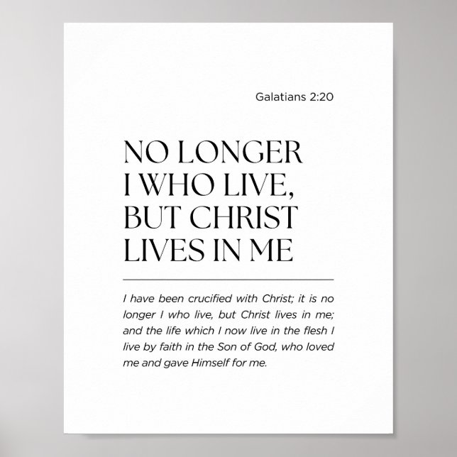 Póster Galatians 2:20 Christ lives in me (Frente)