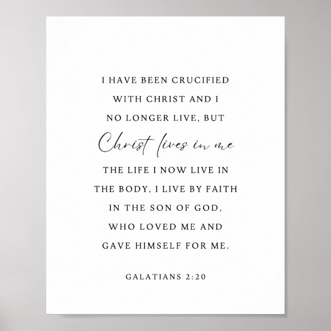 Póster Galatians 2:20 Christ lives in me (Frente)