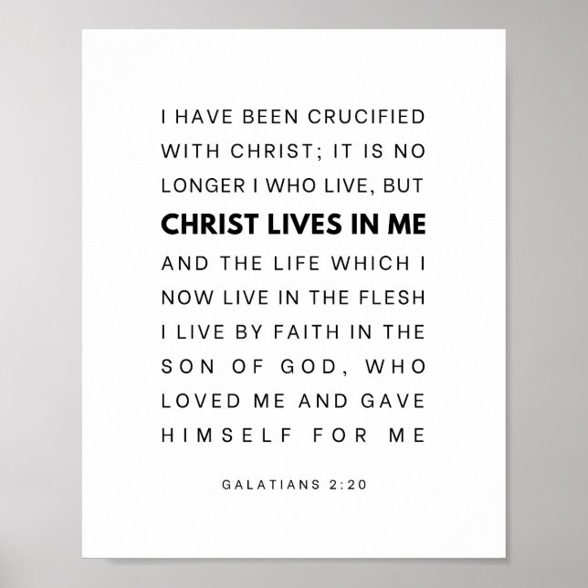 Póster Galatians 2:20 Christ lives in me (Frente)
