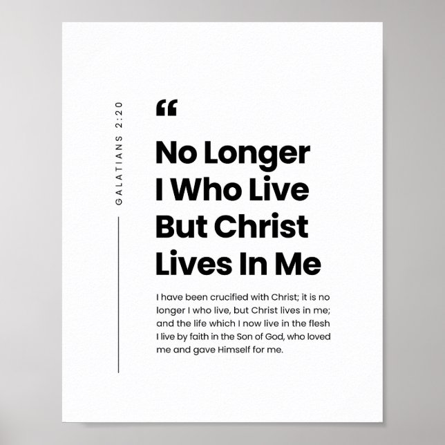 Póster Galatians 2:20 Christ lives in me (Frente)