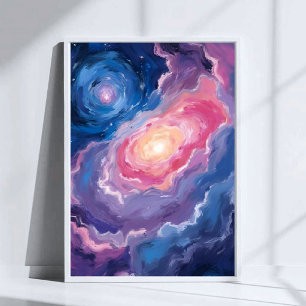 Póster Galaxia Arriba Cielo Estrellas Acuarela Pastel