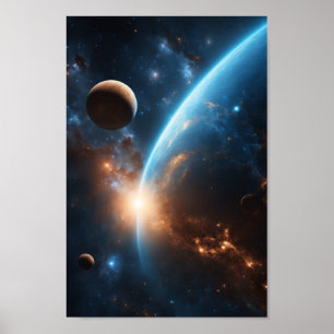 Póster Galaxia azul Orb Universo estelar cósmico