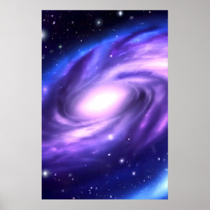 Póster Galaxia azul púrpura Poster estilo pintura acrílic